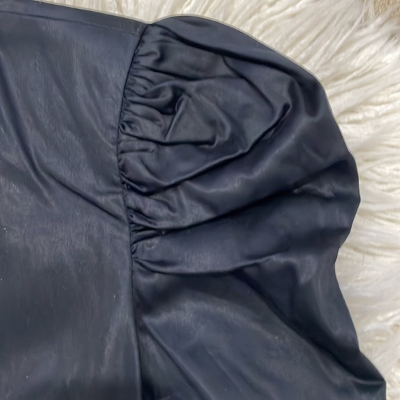 French connection open front black satin puff blazer 6 - Picture 3 of 5